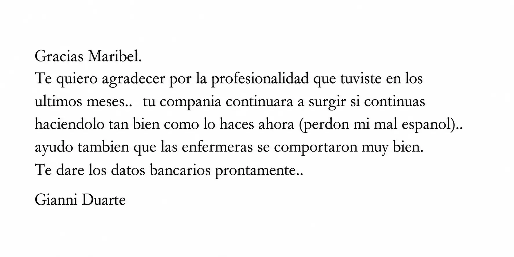 Correo electrónico de agradecimiento